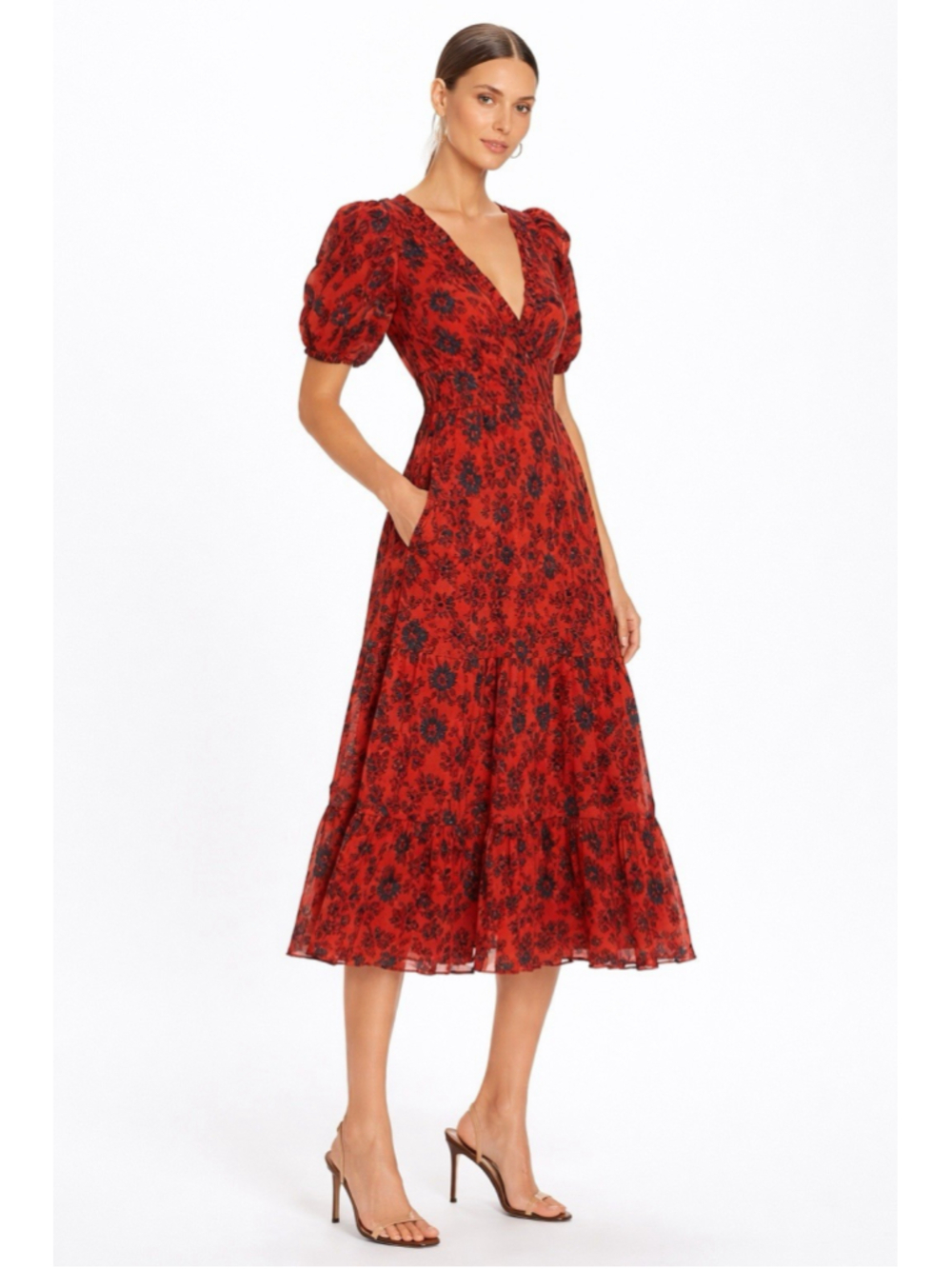 Ulla Johnson Midi Dress Puff Sleeve Boho Luxury Designer Resort Cottagecore Sz 2